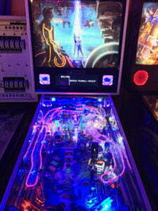 This Tron machine is based on the new movie, Tron: Legacy.